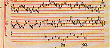 Manuscrito con notación musical medieval