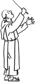 Cantor romano dirigiendo el canto