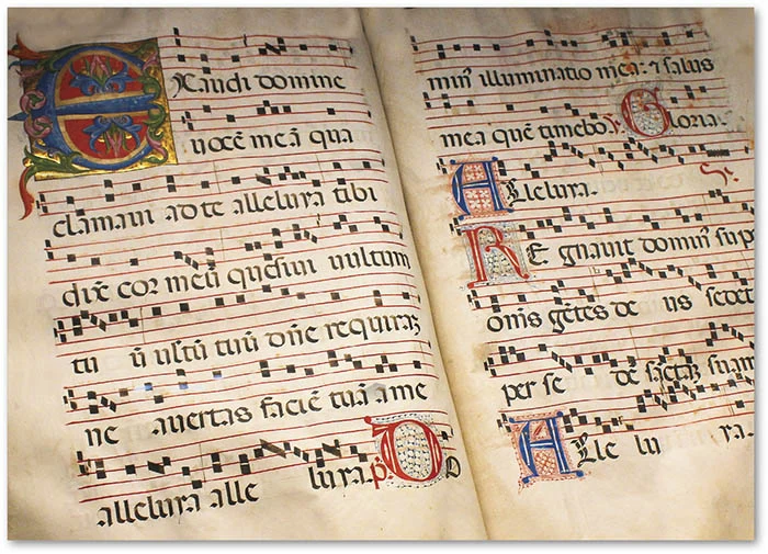 Manuscrito con notación gregoriana