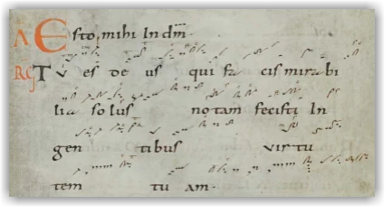Manuscrito con notación neumática antigua