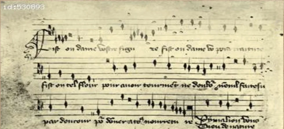 Manuscrito de un virelai francés del siglo XIV