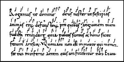 Ejemplo de neumas en un manuscrito