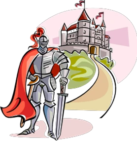 Caballero medieval ante un castillo