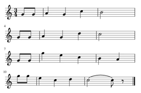 Cumpleaños feliz para transcribir a notación griega