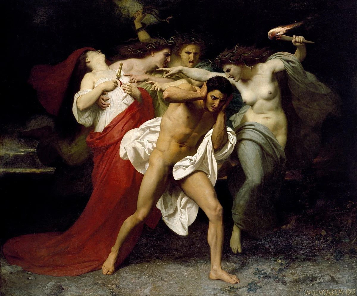 Orestes perseguido por las furias, pintura de William-Adolphe Bouguereau