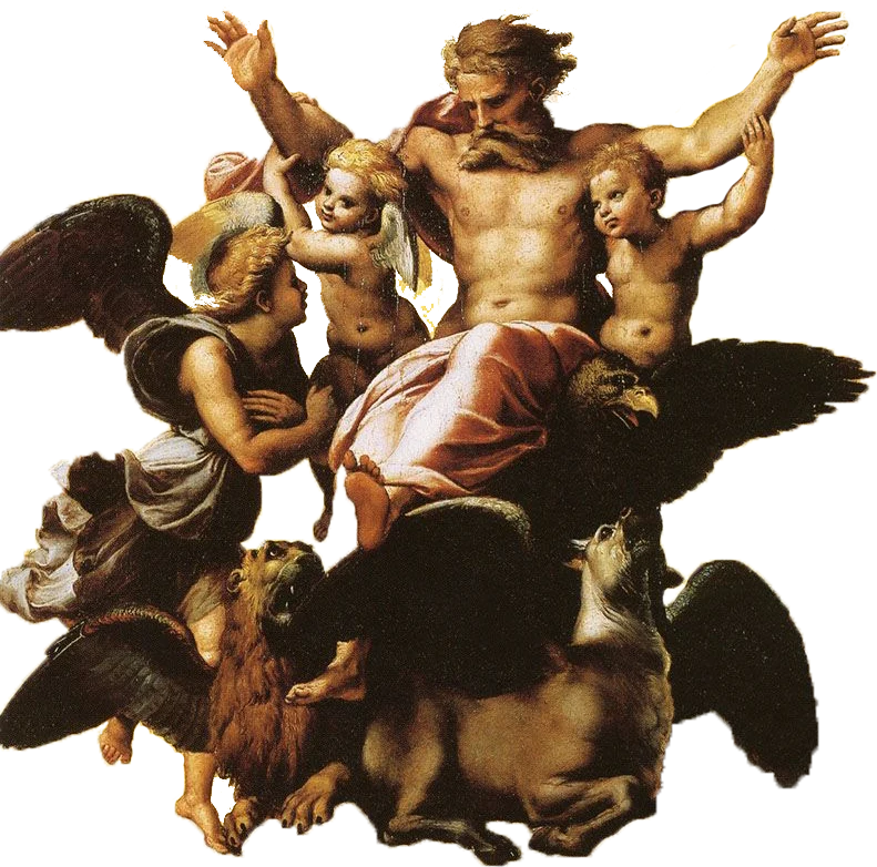 Dios con ángeles, representación del teocentrismo