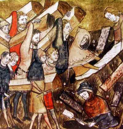 Imagen medieval relacionada con la peste negra