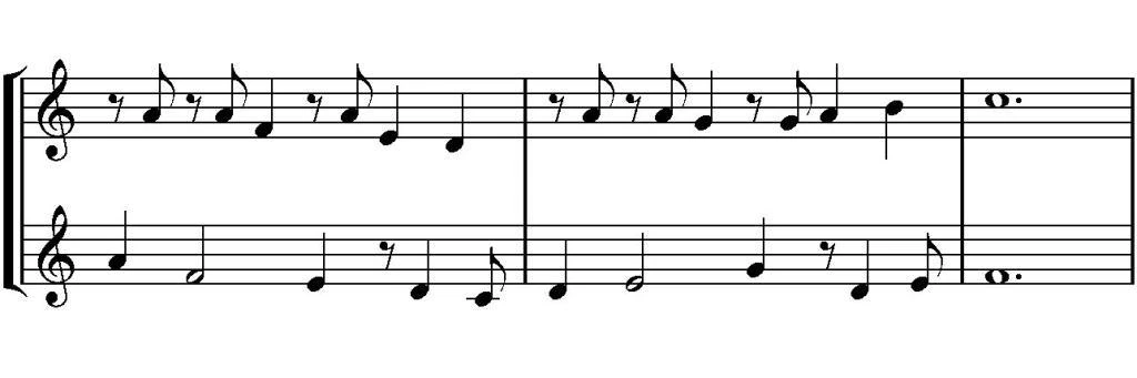 Fragmento musical con ejemplo de hoquetus
