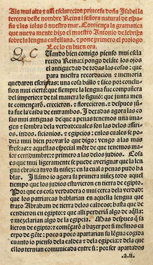 Página de la Gramática de la lengua castellana