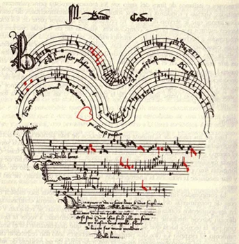 Partitura en forma de corazón de Belle, bonne, sage